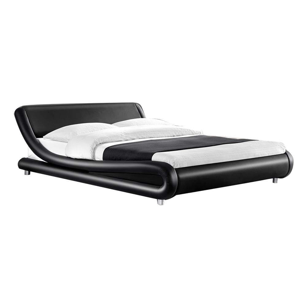 Artiss Bedframe Flio Bed Frame PU Leather - Black Queen