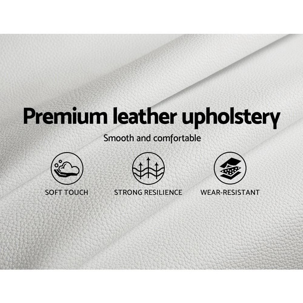 Artiss Bedframe Flio Bed Frame PU Leather - White Queen