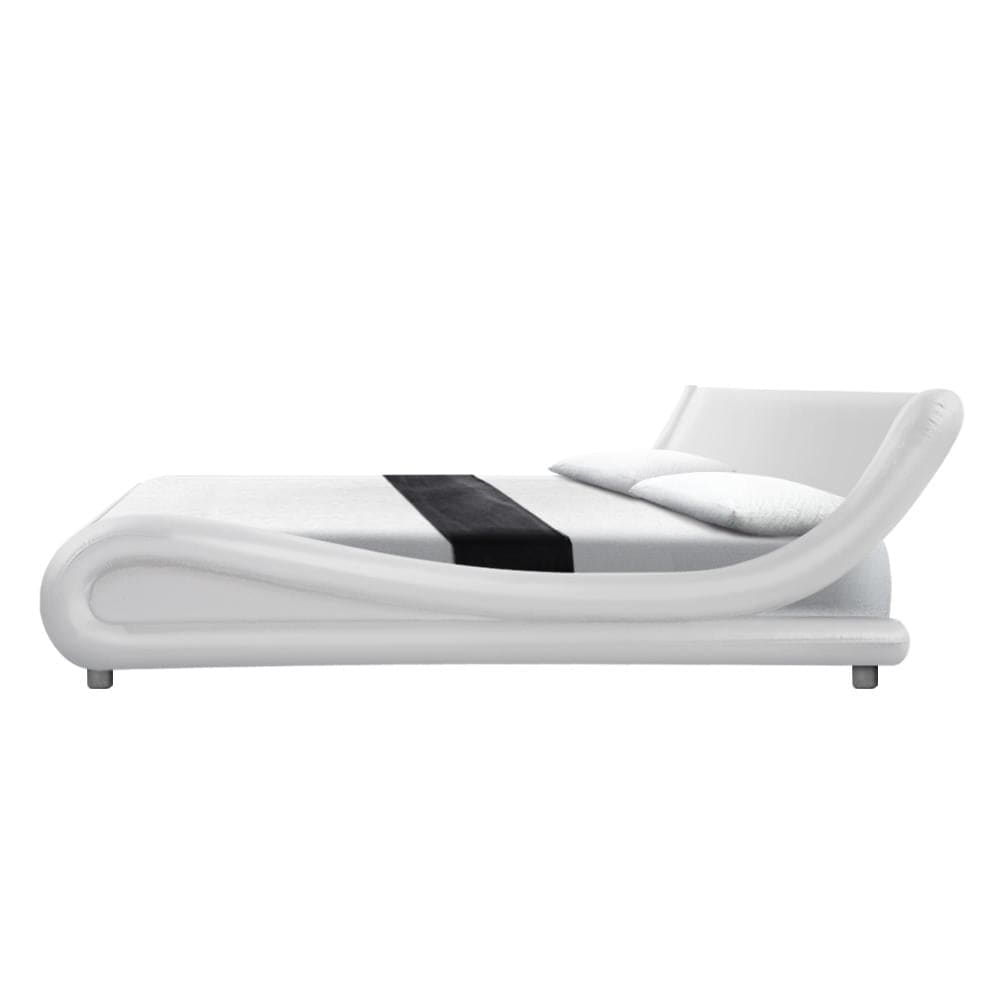 Artiss Bedframe Flio Bed Frame PU Leather - White Queen