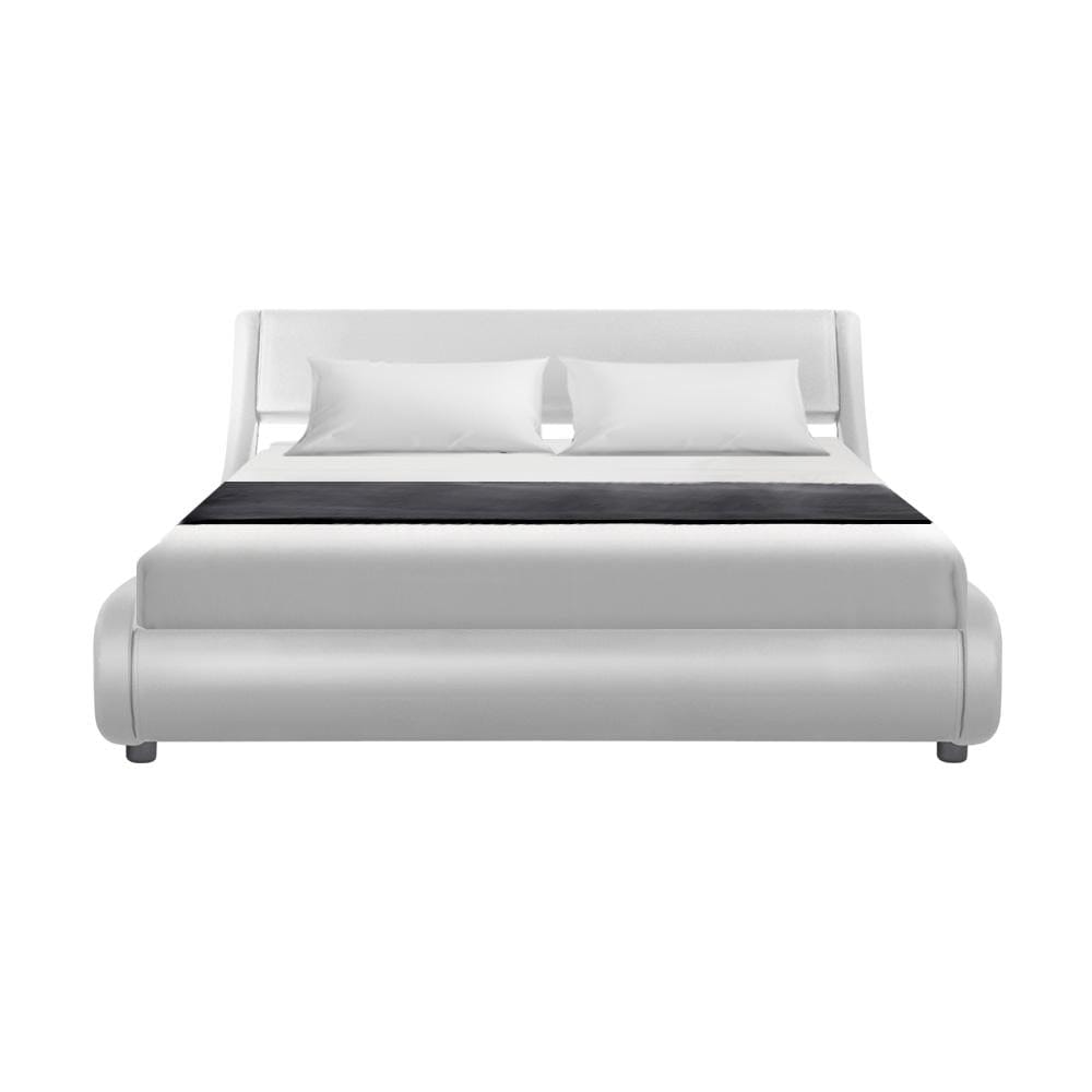 Artiss Bedframe Flio Bed Frame PU Leather - White Queen
