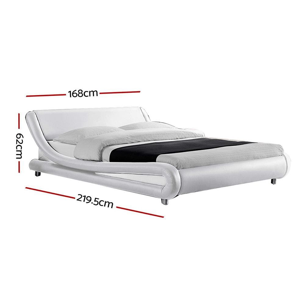 Artiss Bedframe Flio Bed Frame PU Leather - White Queen