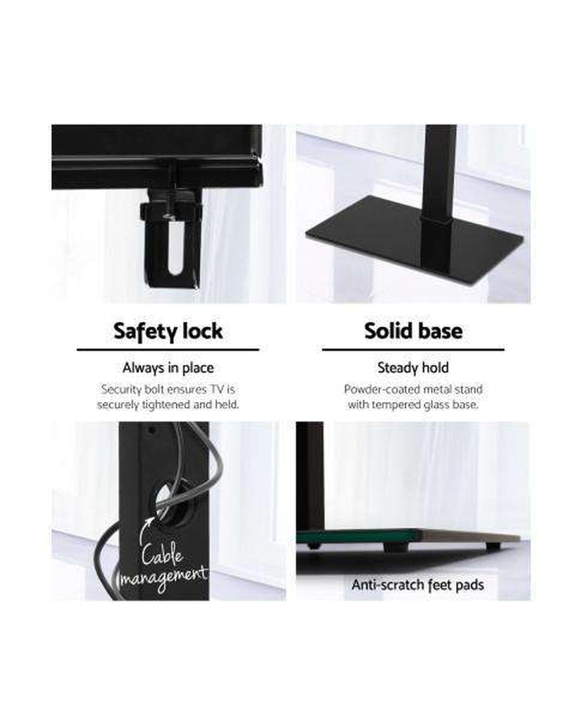 Artiss TV Accessories Floor TV Stand Brakcket Mount Swivel Height Adjustable 32 to 70 Inch Black
