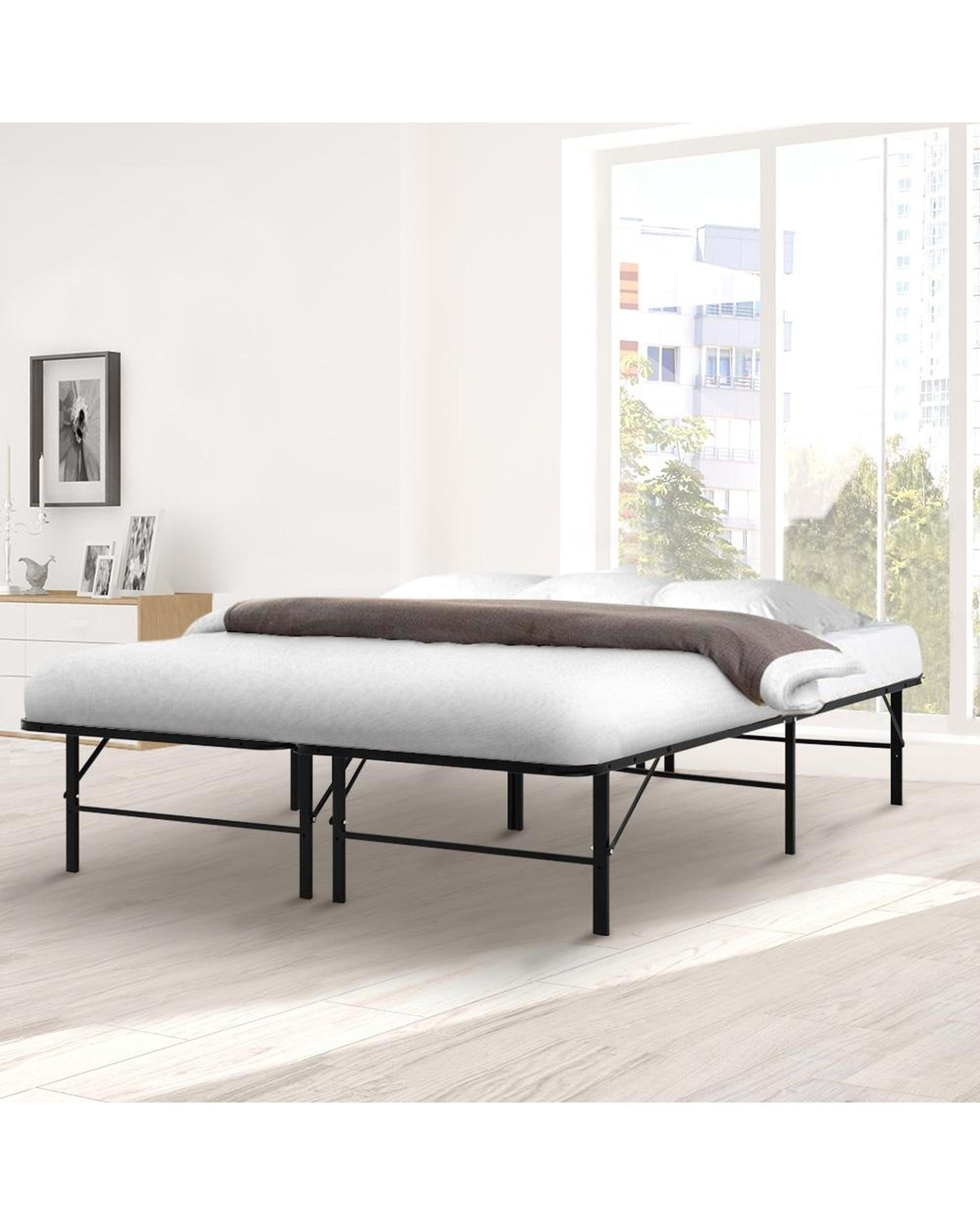 Artiss Base Foldable Double Metal Bed Frame - Black