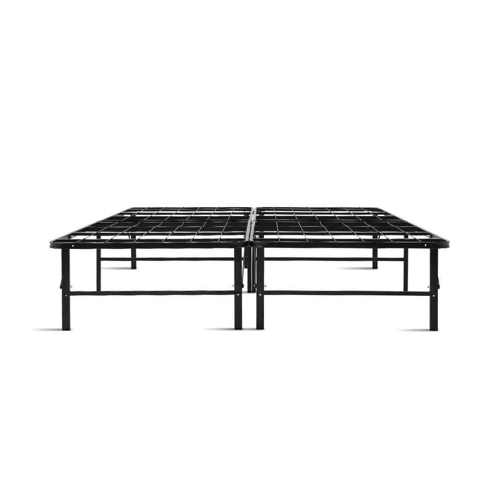 Artiss Base Foldable Queen Metal Bed Frame - Black