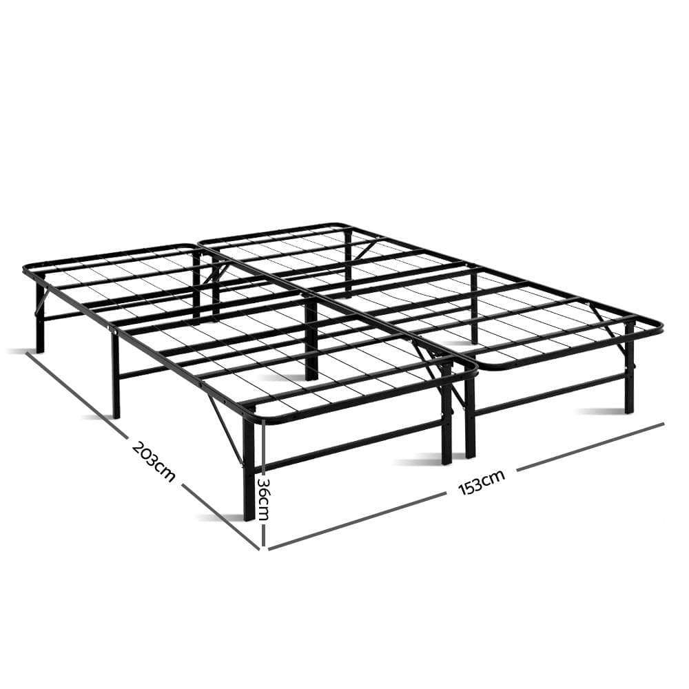 Artiss Base Foldable Queen Metal Bed Frame - Black