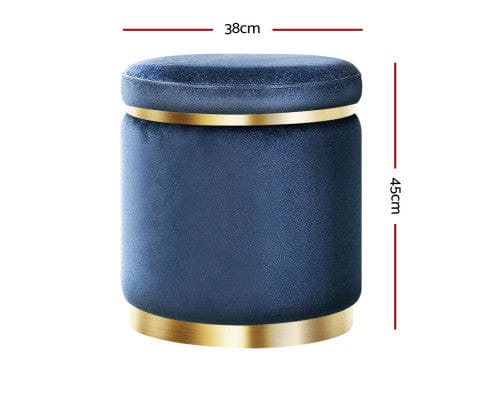 Artiss Ottoman Foot Stool Round Velvet Ottoman Foot Rest Pouffe Pouf Padded Seat Footstool Navy