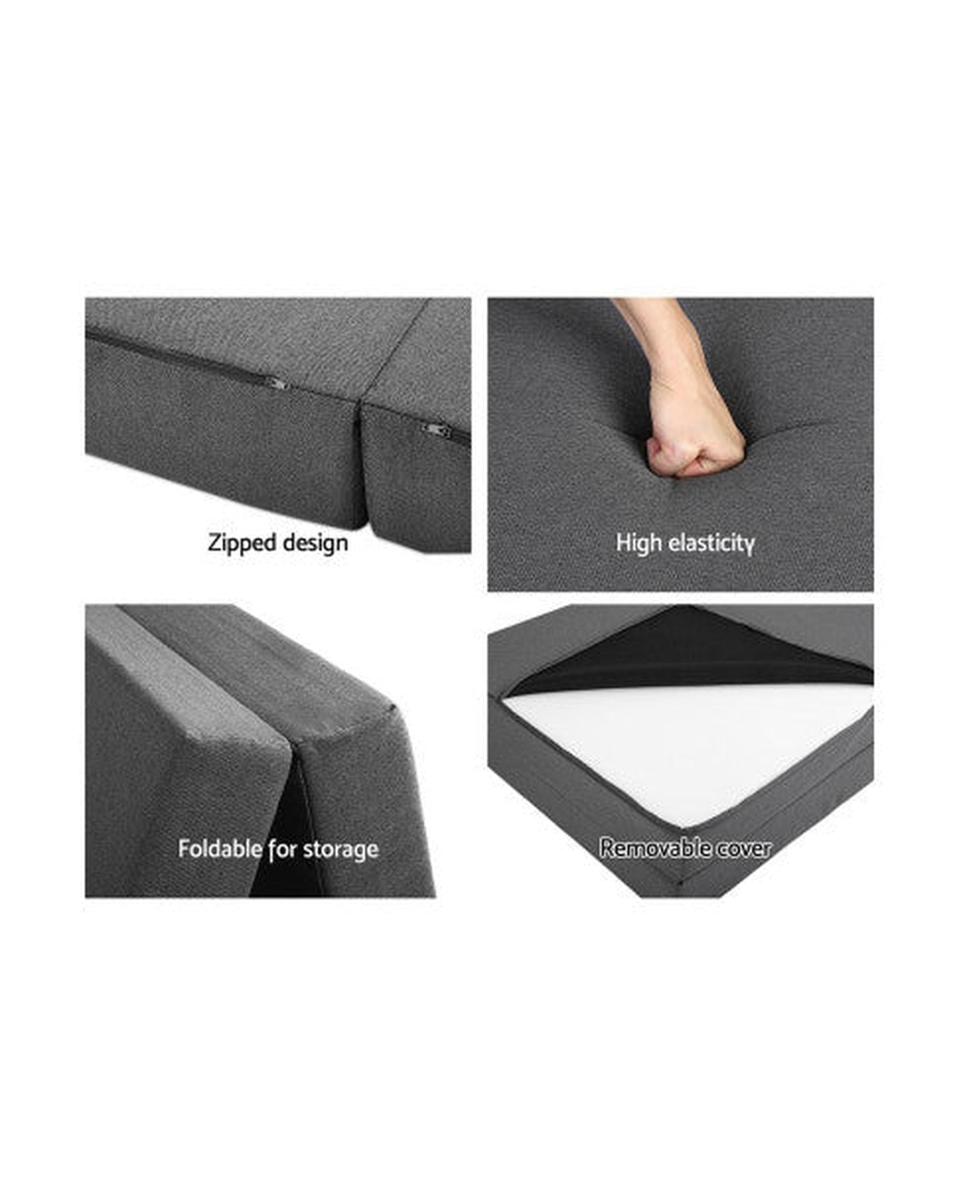 Artiss Portable Mattress Giselle Bedding Double Size Folding Foam Mattress Portable Bed Mat Dark Grey