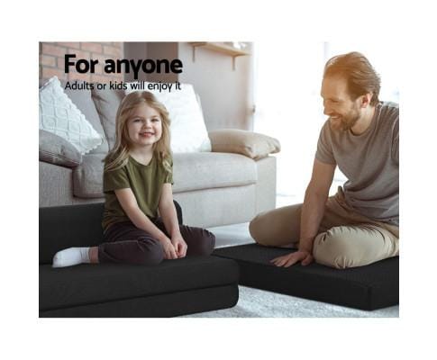 Artiss Portable Mattress Giselle Bedding Folding Foam Mattress Portable Double Sofa Bed Mat Air Mesh Fabric Black