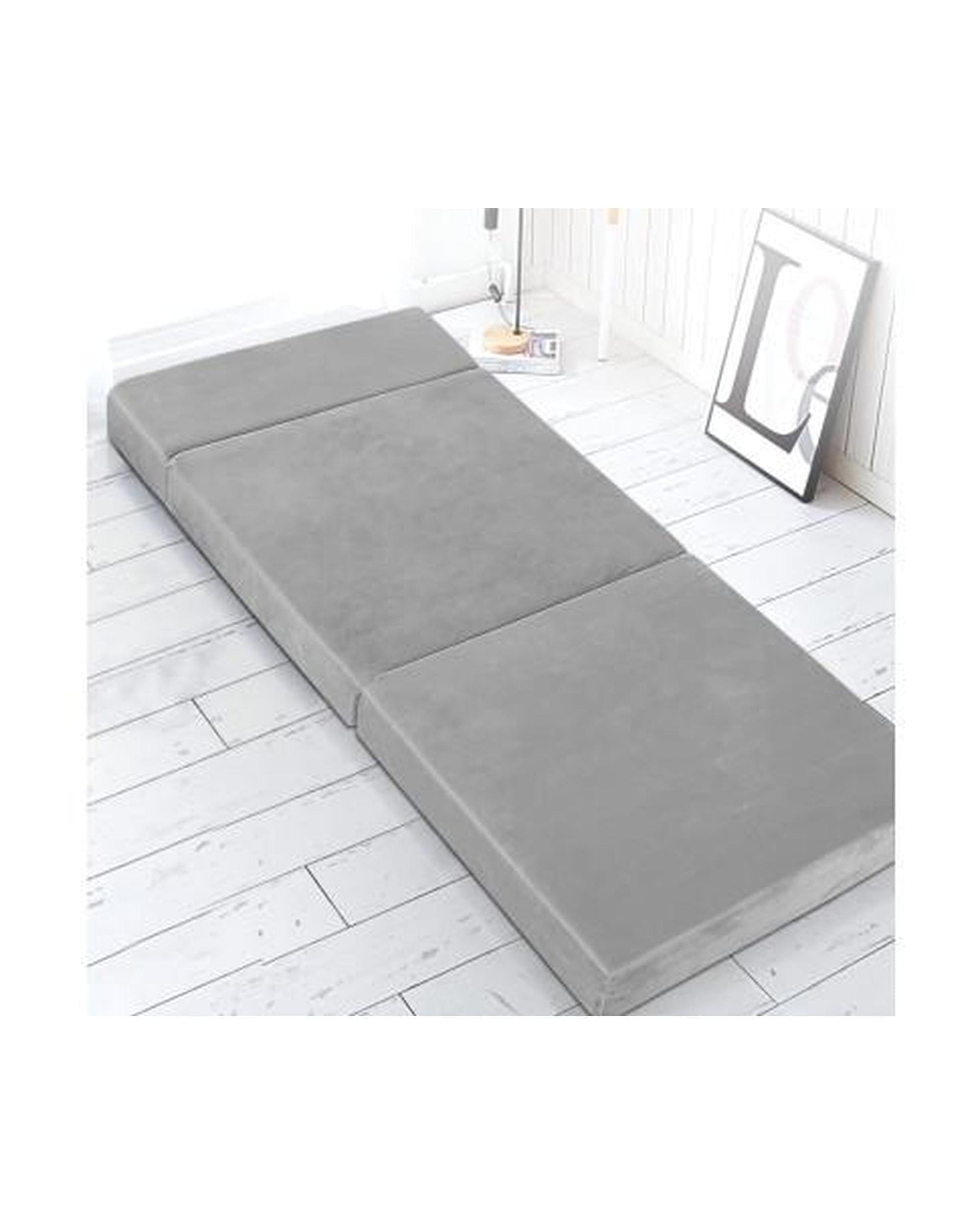 Artiss Portable Mattress Giselle Bedding Folding Foam Mattress Portable Sofa Bed Lounge Chair Velvet Light Grey