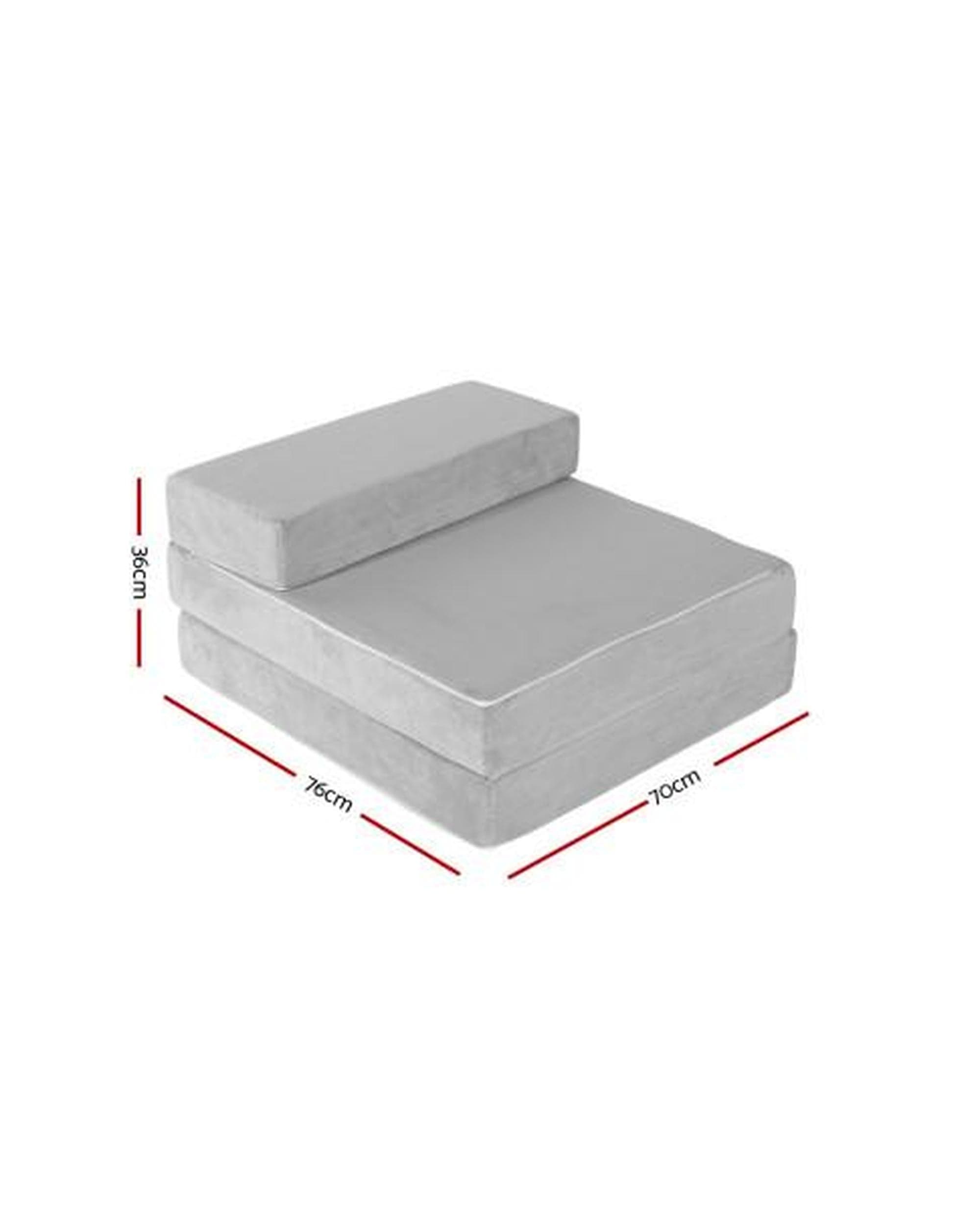 Artiss Portable Mattress Giselle Bedding Folding Foam Mattress Portable Sofa Bed Lounge Chair Velvet Light Grey