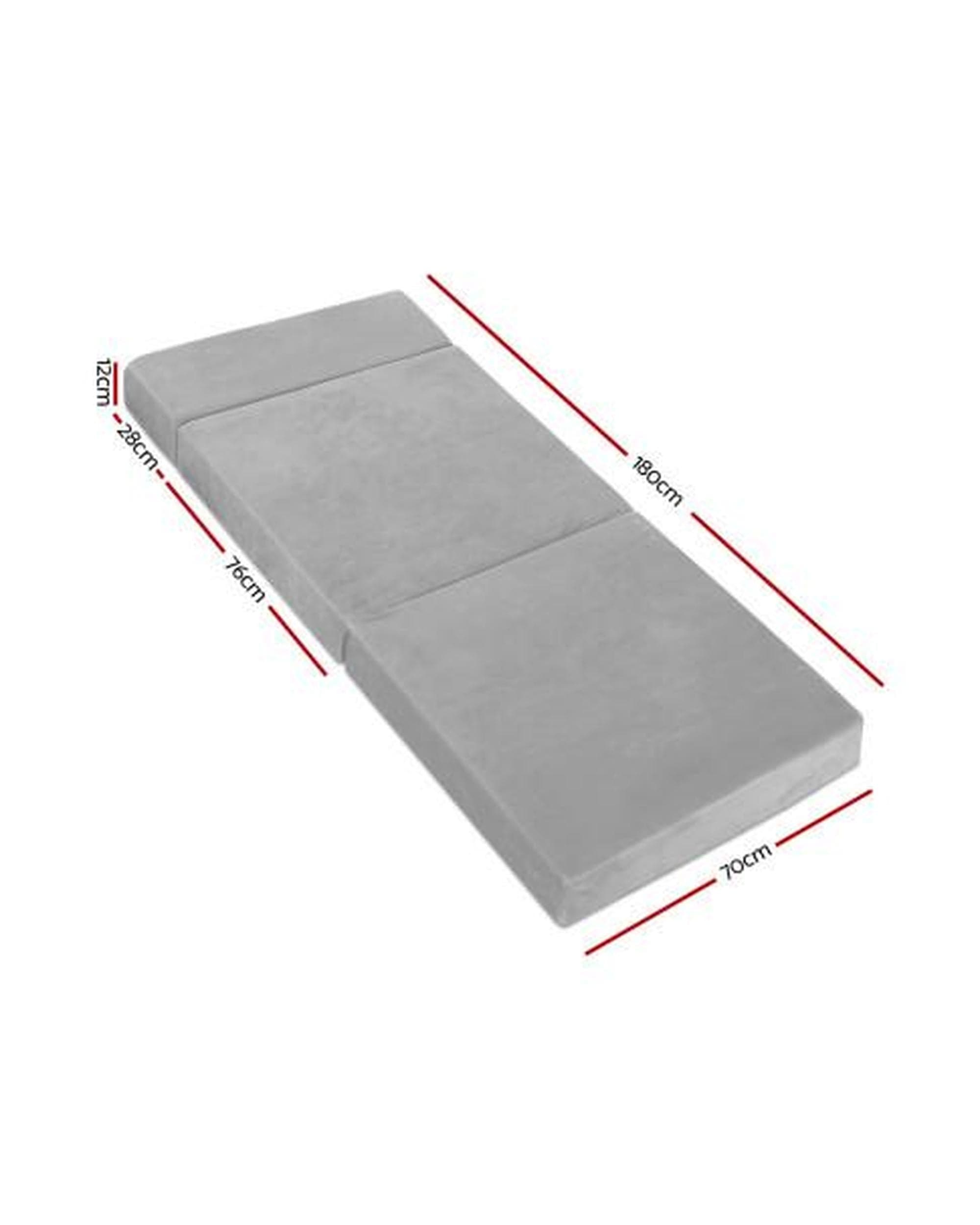 Artiss Portable Mattress Giselle Bedding Folding Foam Mattress Portable Sofa Bed Lounge Chair Velvet Light Grey