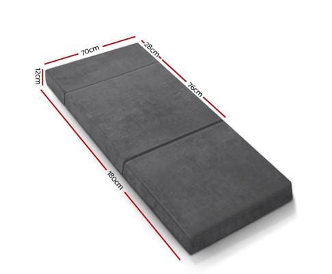 Artiss Portable Mattress Giselle Bedding Folding Foam Portable Mattress Grey