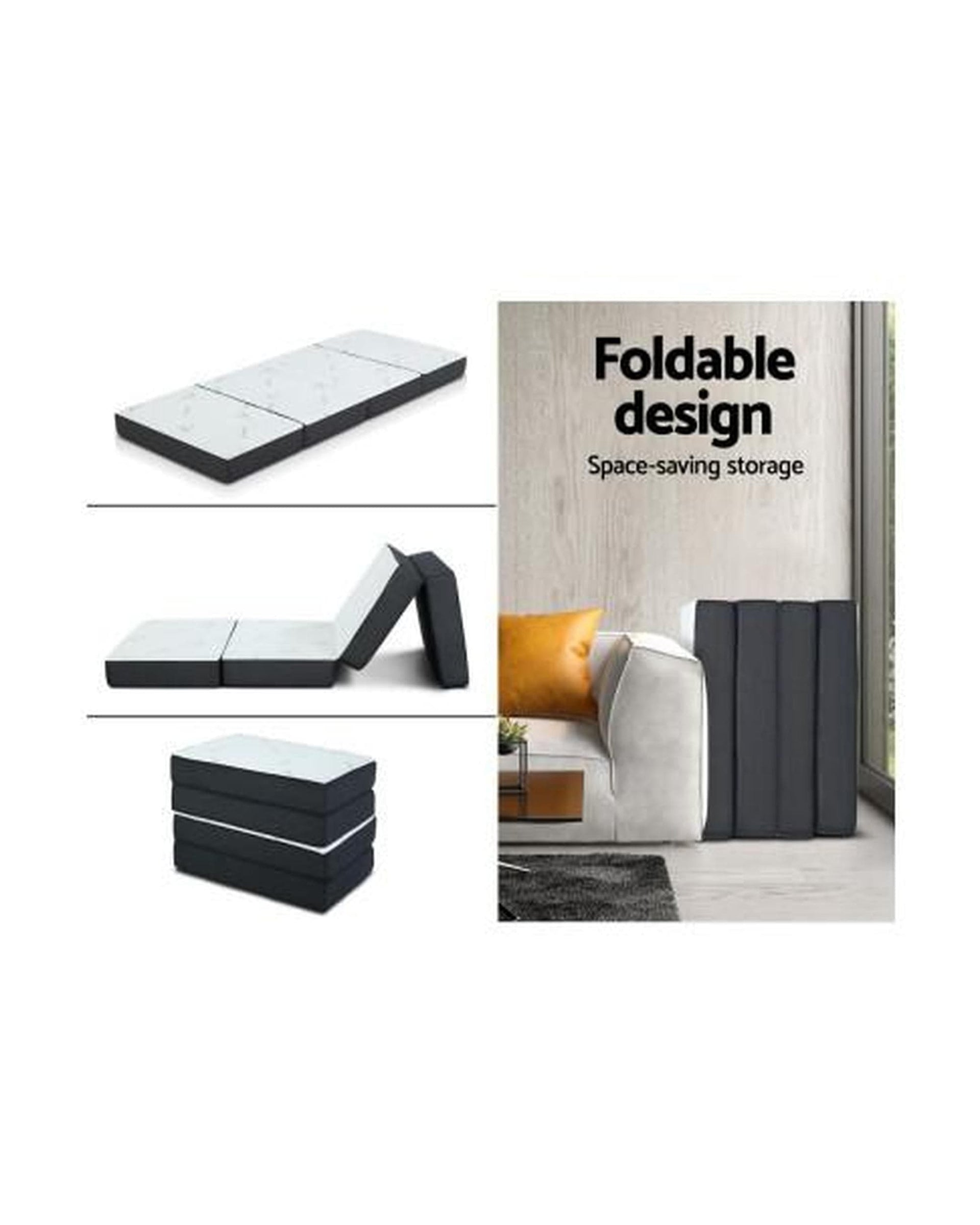 Artiss Portable Mattress Giselle Bedding Portable Mattress Folding Foldable Foam Floor Bed Tri Fold 180cm