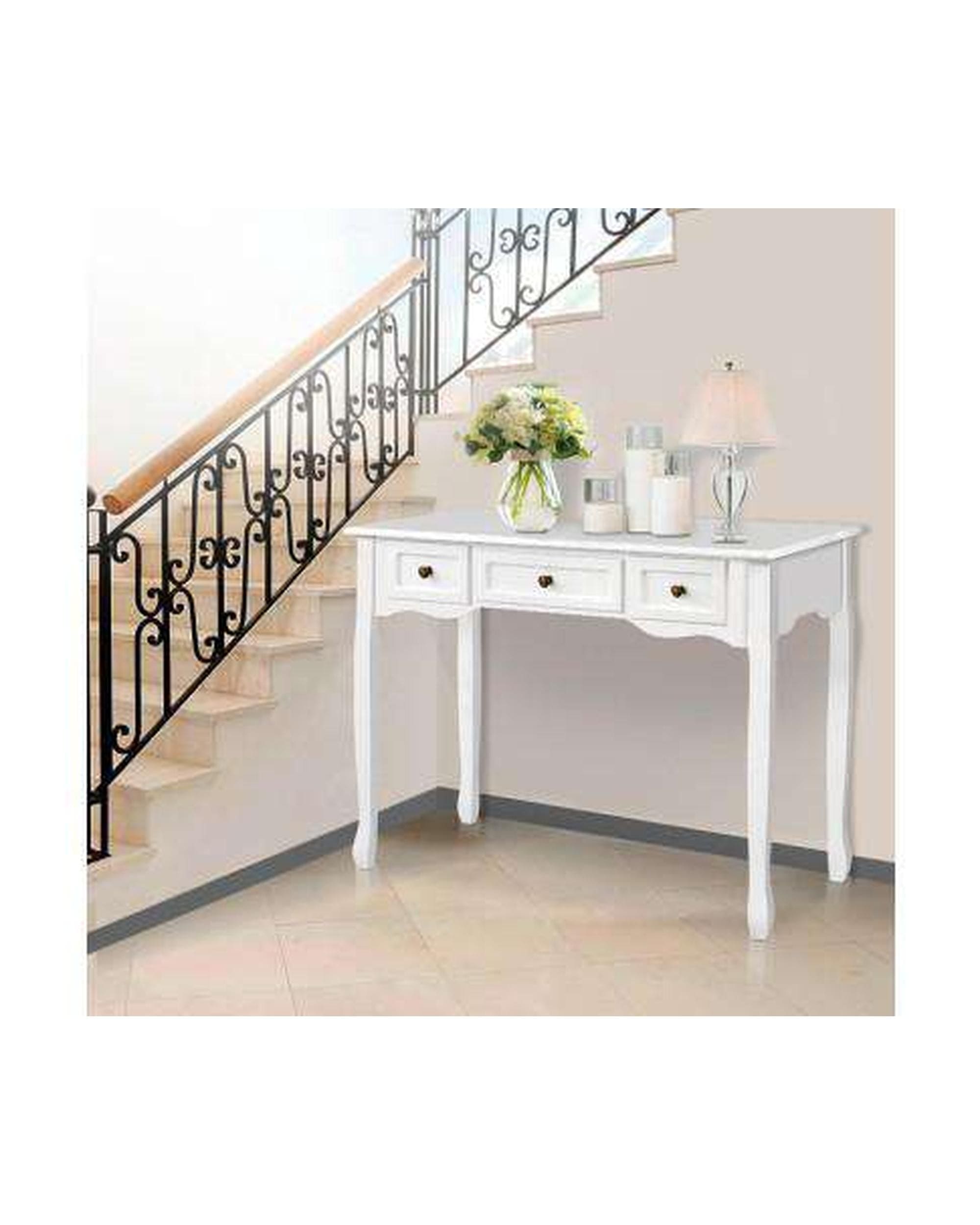 Artiss Bedside Table Hall Console Table Hallway Side Dressing Entry Wooden French Drawer White