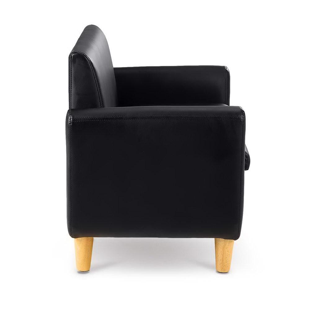 Artiss Sofa Kids Sofa Storage Armchair 2 Seater Black PU Leather Children Chair Couch