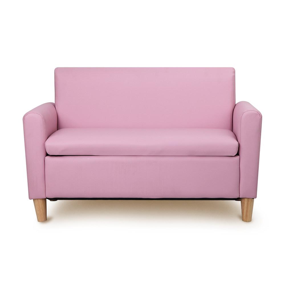 Artiss Sofa Kids Sofa Storage Armchair Lounge Pink PU Leather Children Chair Couch