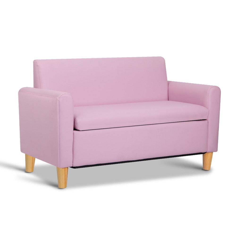 Artiss Sofa Kids Sofa Storage Armchair Lounge Pink PU Leather Children Chair Couch