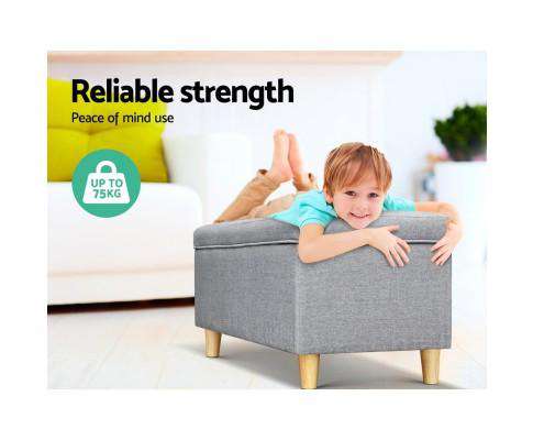 Artiss Ottoman Kids Storage Ottoman - Light Grey