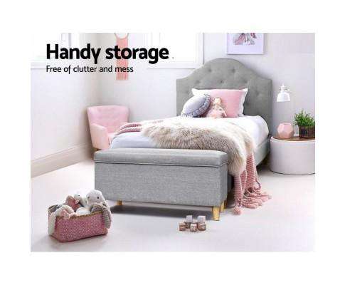 Artiss Ottoman Kids Storage Ottoman - Light Grey