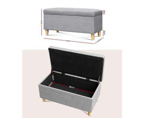 Artiss Ottoman Kids Storage Ottoman - Light Grey