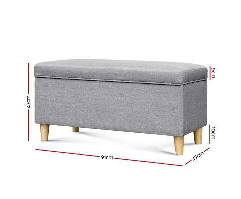 Artiss Ottoman Kids Storage Ottoman - Light Grey