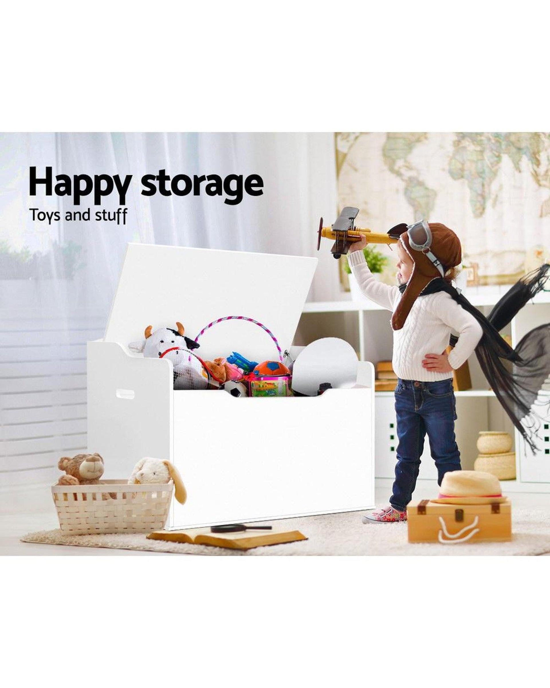 Artiss Ottoman Kids Toy Chest Storage Bench Cabinet Organiser Blanket Children Clothes