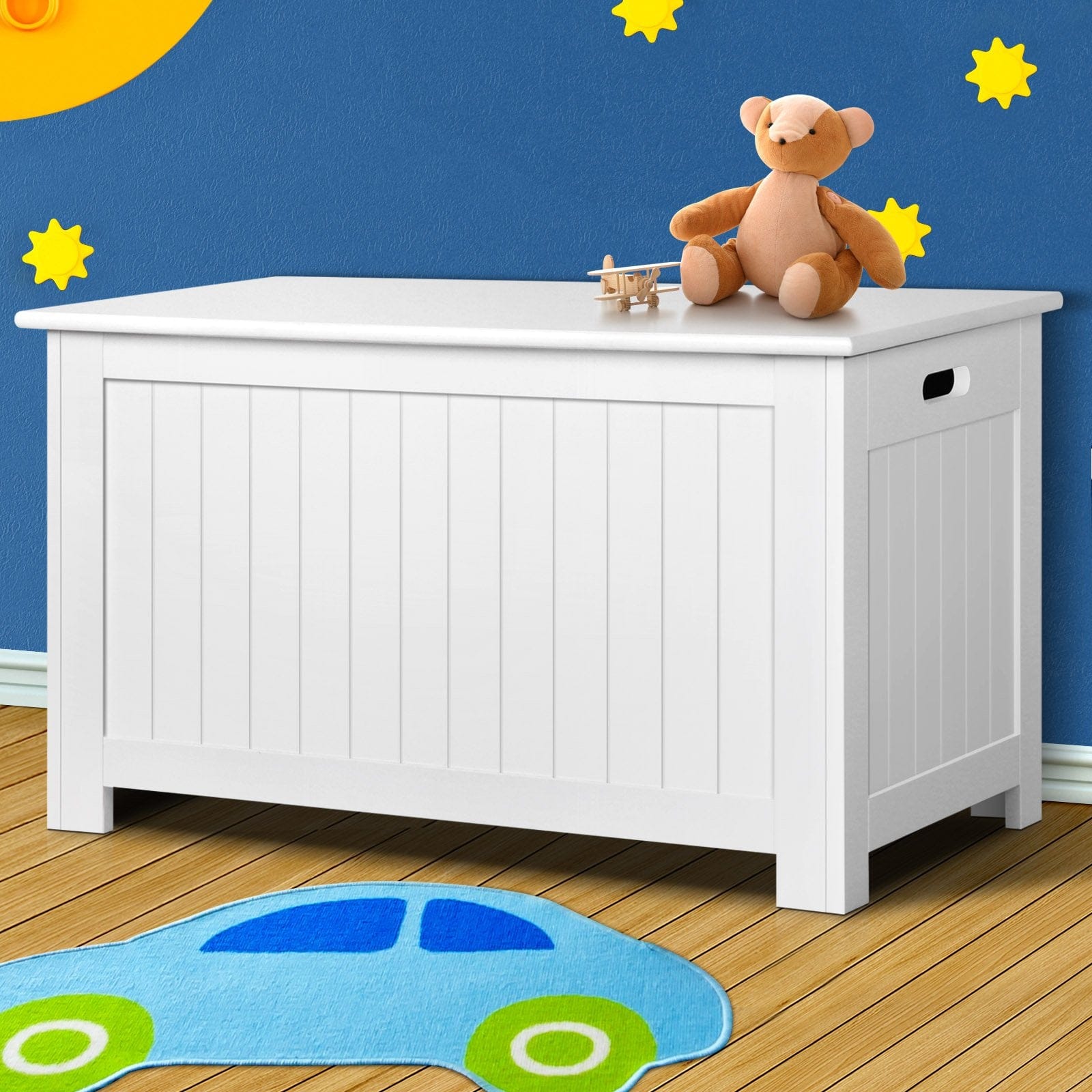 Artiss Ottoman Kids Wooden Toy Chest Storage Blanket Box White Children Room Organiser