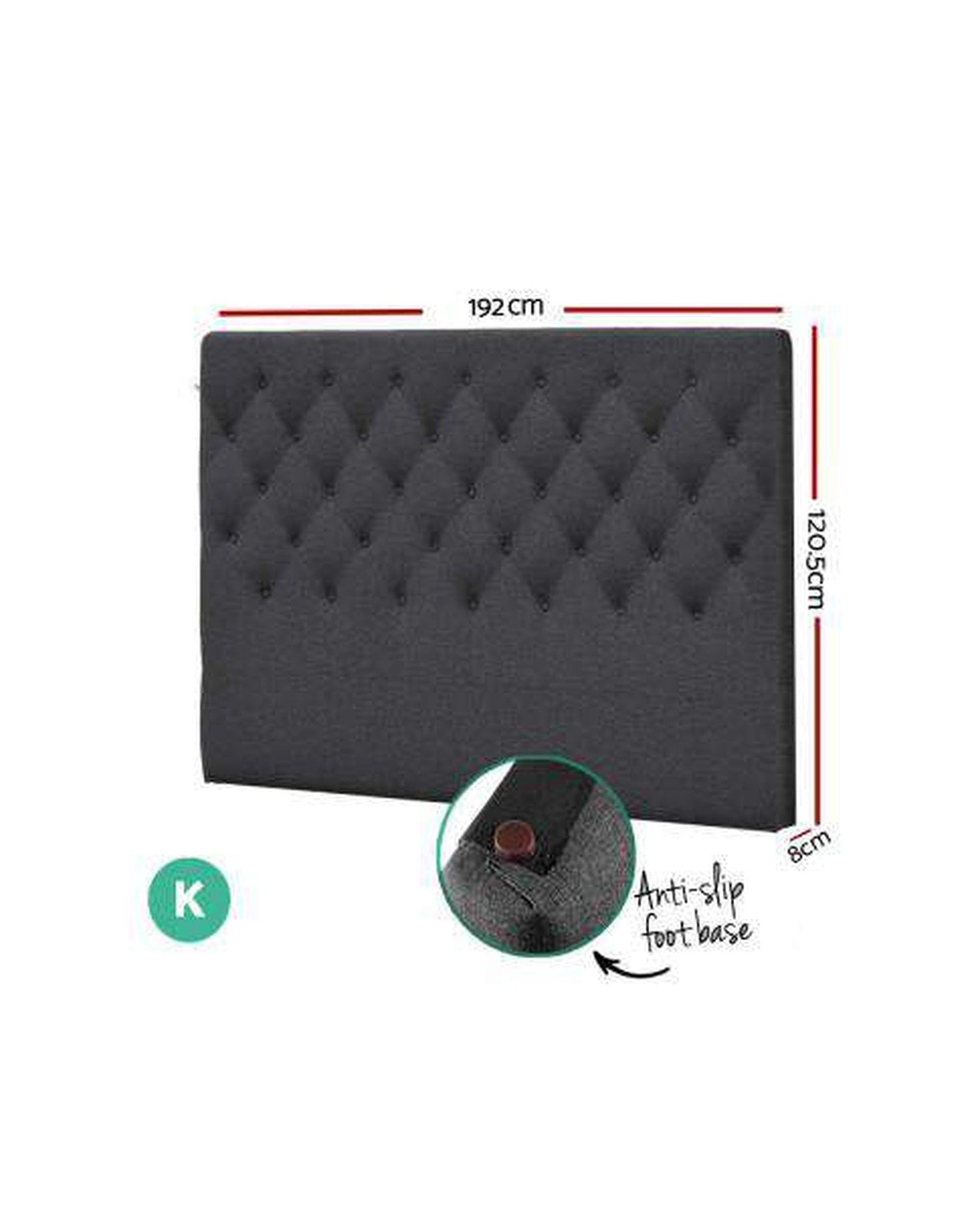 Artiss Bedhead King Bed Head Headboard Bedhead Fabric Frame Base CAPPI Charcoal