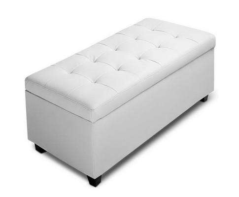 Artiss Ottoman Large PU Leather Storage Ottoman - White