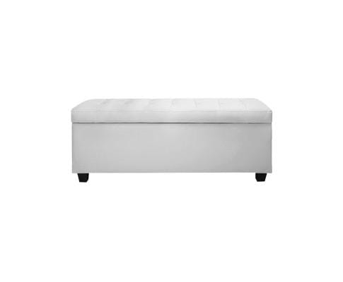 Artiss Ottoman Large PU Leather Storage Ottoman - White