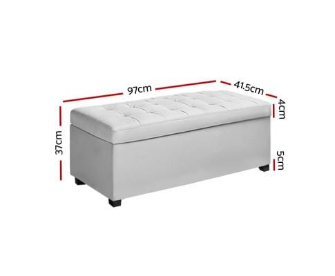 Artiss Ottoman Large PU Leather Storage Ottoman - White