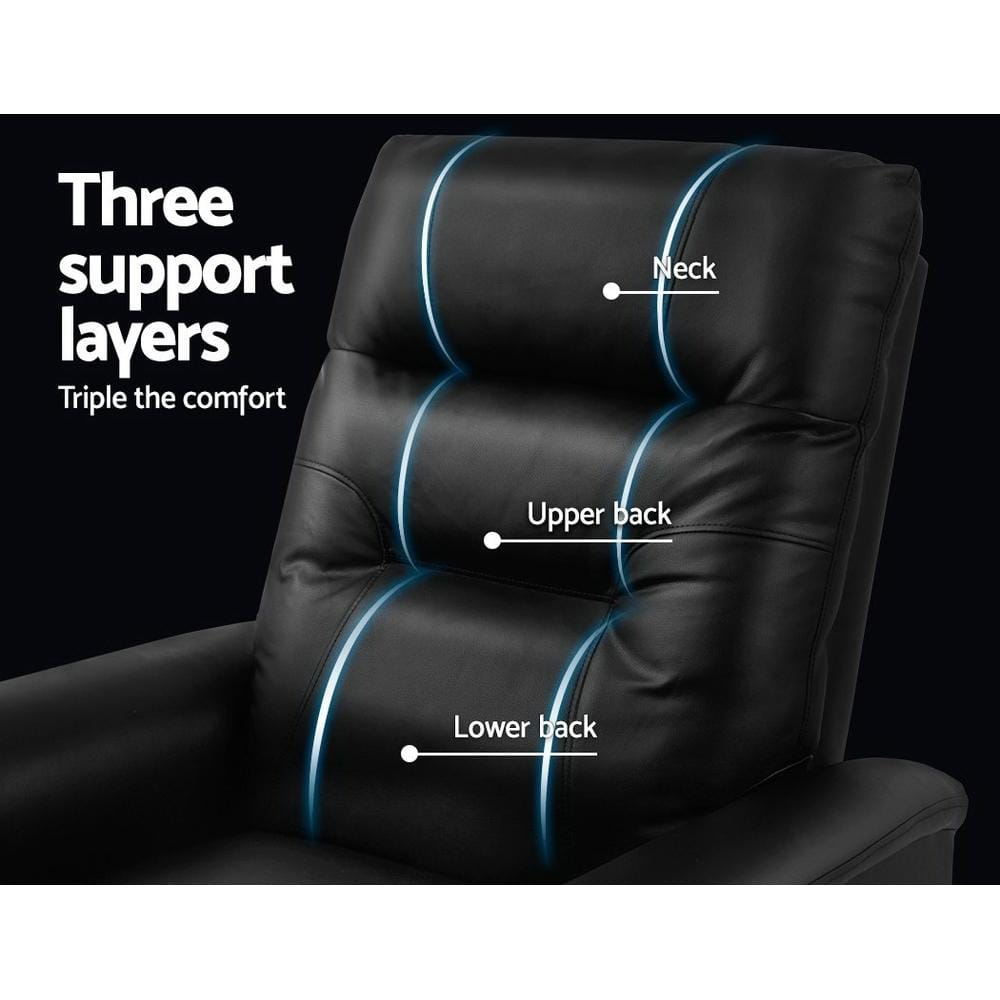 Artiss Massage Chair Lift Recliner Chair Sofa Single Comfortable Black Leather Armchair