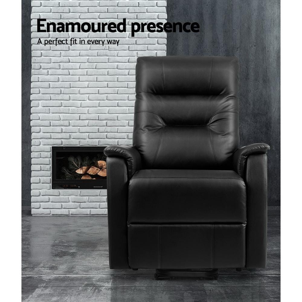 Artiss Massage Chair Lift Recliner Chair Sofa Single Comfortable Black Leather Armchair