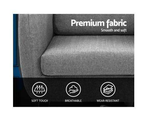Artiss Accent Chair Lounge Chair Armchair with Ottoman Tub Accent Sofa Linen Fabric Grey