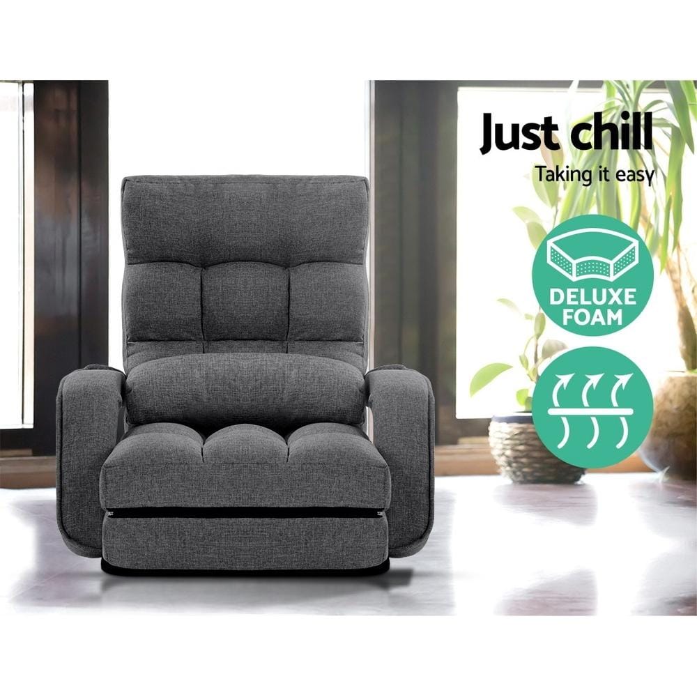 Artiss Accent Chair Lounge Sofa Armchair Floor Recliner Chaise Linen Folding Chair Adjustable