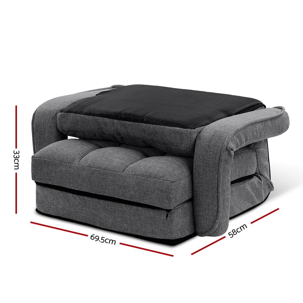 Artiss Accent Chair Lounge Sofa Armchair Floor Recliner Chaise Linen Folding Chair Adjustable