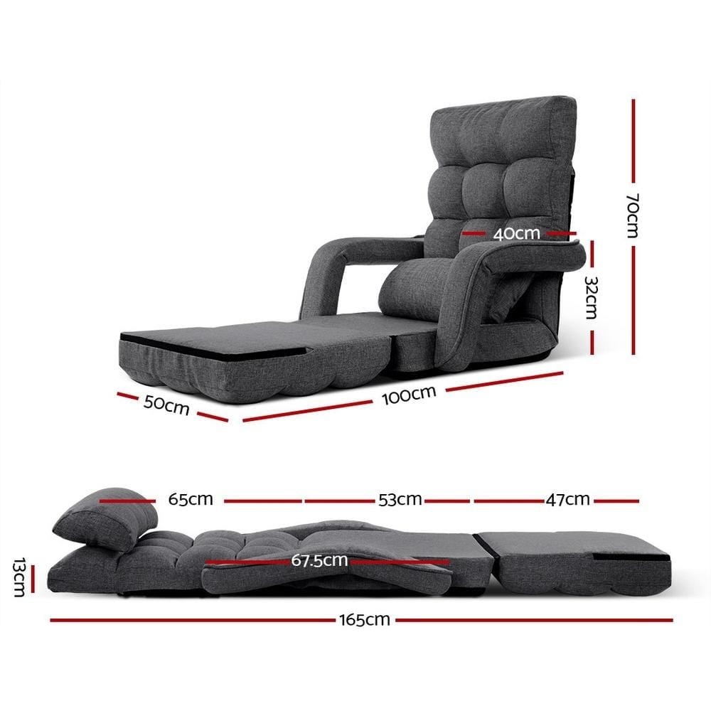 Artiss Accent Chair Lounge Sofa Armchair Floor Recliner Chaise Linen Folding Chair Adjustable
