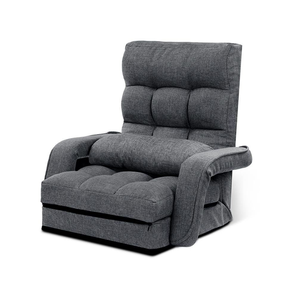 Artiss Accent Chair Lounge Sofa Armchair Floor Recliner Chaise Linen Folding Chair Adjustable