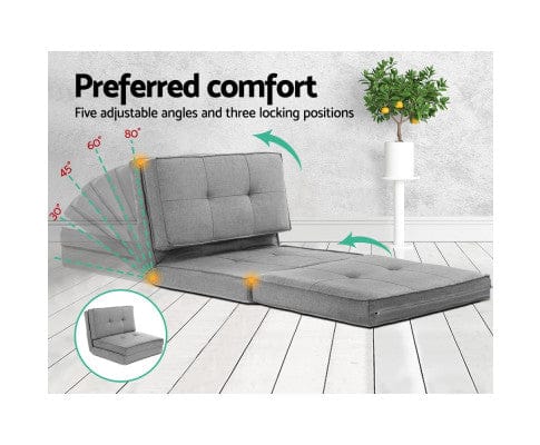 Artiss Portable Mattress Lounge Sofa Bed Floor Couch Chaise Chair Recliner Futon Folding Grey