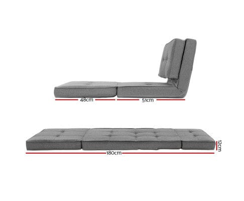 Artiss Portable Mattress Lounge Sofa Bed Floor Couch Chaise Chair Recliner Futon Folding Grey