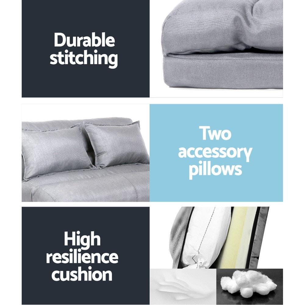 Artiss Sofa Lounge Sofa Bed Floor Recliner Chaise Folding Linen Farbric