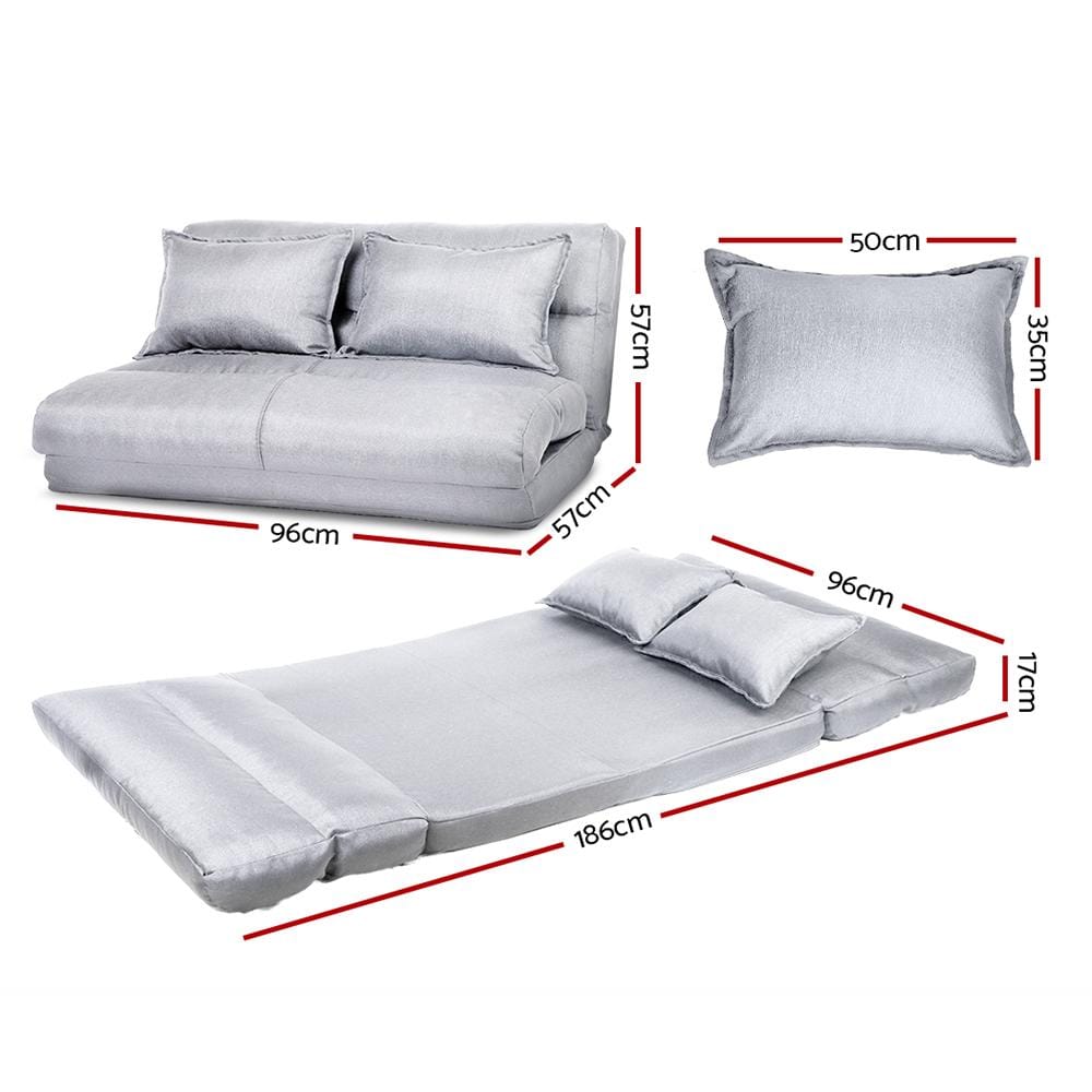 Artiss Sofa Lounge Sofa Bed Floor Recliner Chaise Folding Linen Farbric