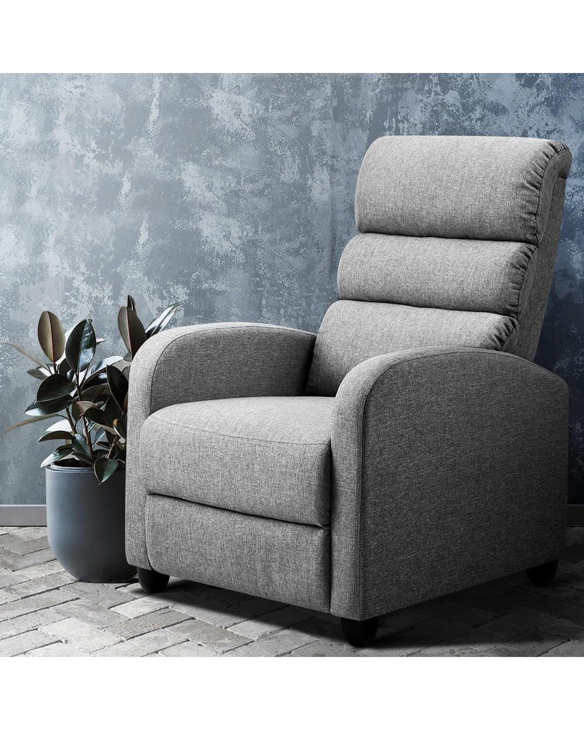 Artiss Accent Chair Luxury Recliner Chair Chairs Lounge Armchair Sofa Fabric Cover Grey
