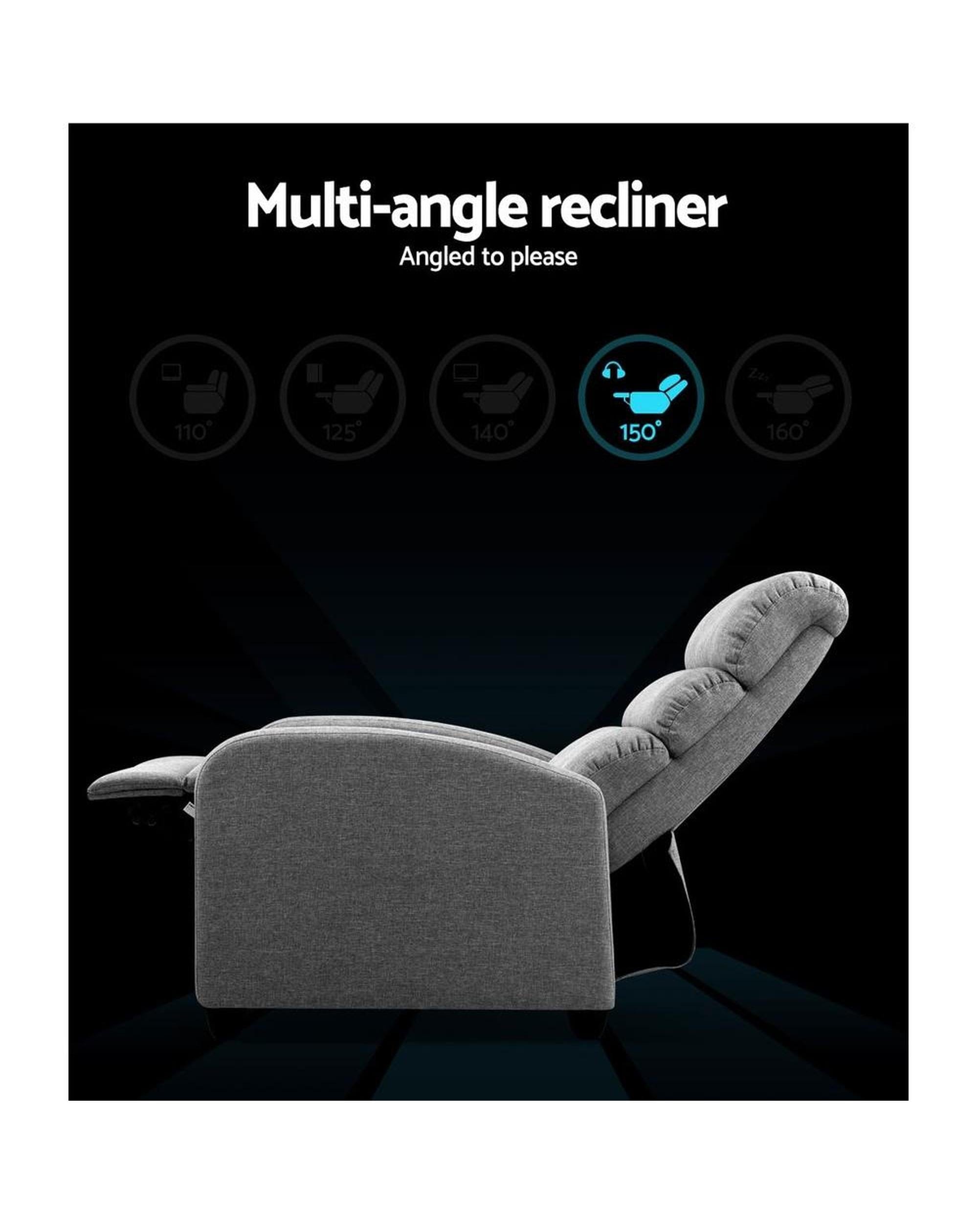 Artiss Accent Chair Luxury Recliner Chair Chairs Lounge Armchair Sofa Fabric Cover Grey