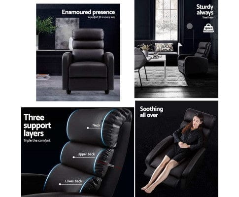 Artiss Massage Chair Luxury Recliner Chair Chairs Lounge Armchair Sofa Leather Cover Brown