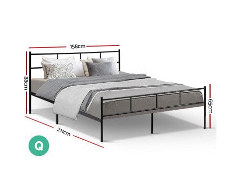 Artiss Base Metal Bed Frame Double Size Platform Foundation Mattress Base SOL Black