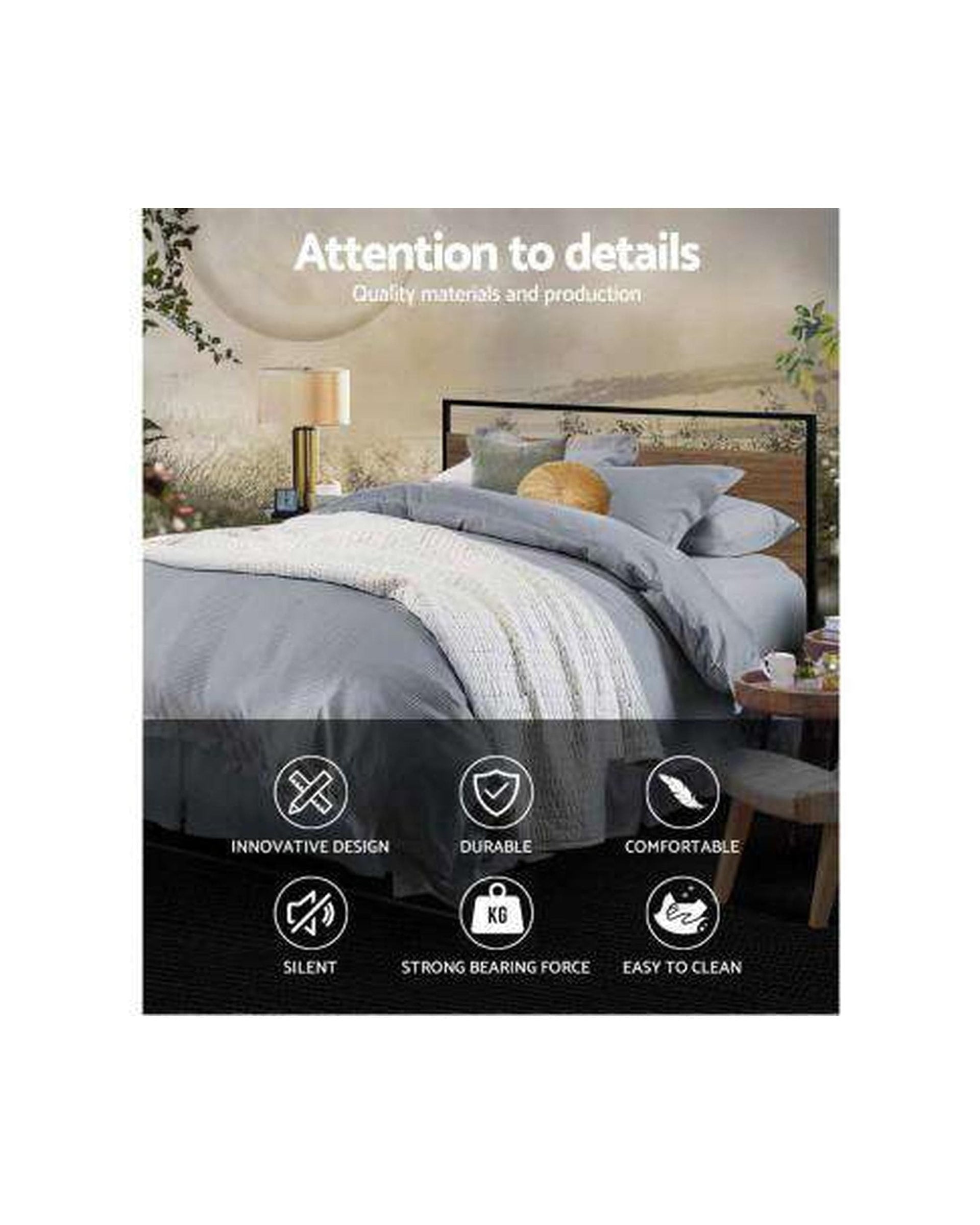 Artiss Bedframe Metal Bed Frame Mattress Base Platform Foundation Black Dane