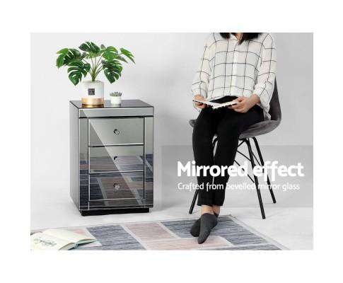 Artiss Bedside Table Mirrored Bedside Table - Grey