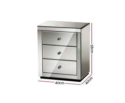Artiss Bedside Table Mirrored Bedside Table - Grey