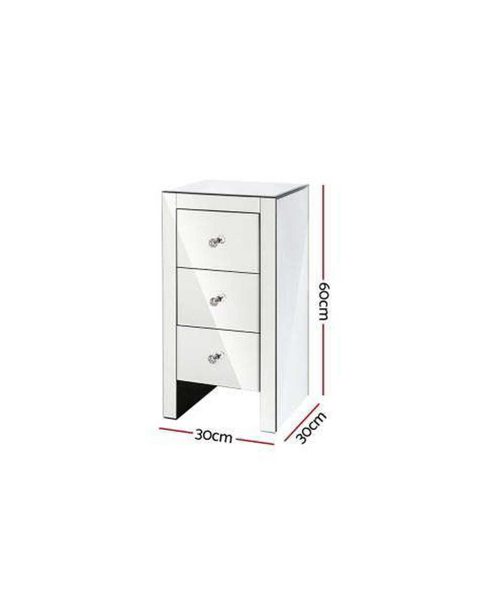 Artiss Bedside Table Mirrored Bedside Table - Silver